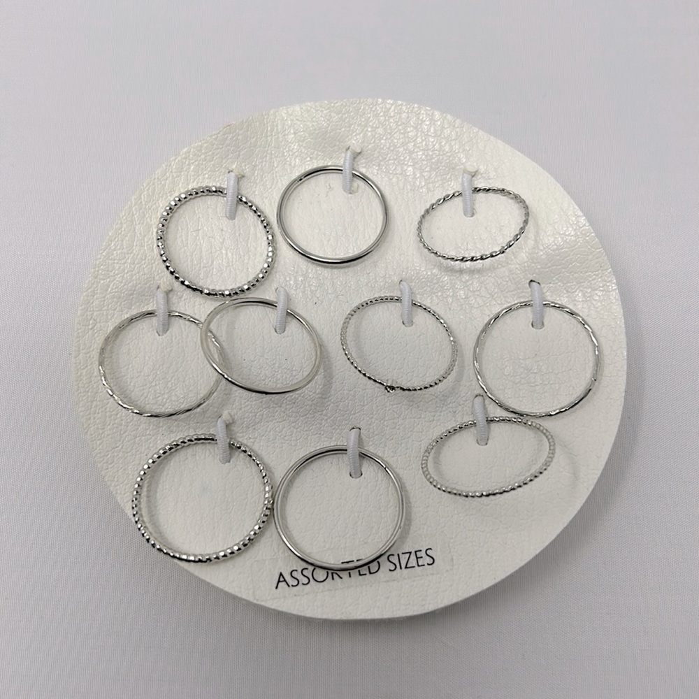 Francesca’s Set of 10 Silver Accent Stack Rings Assorted Sizes
